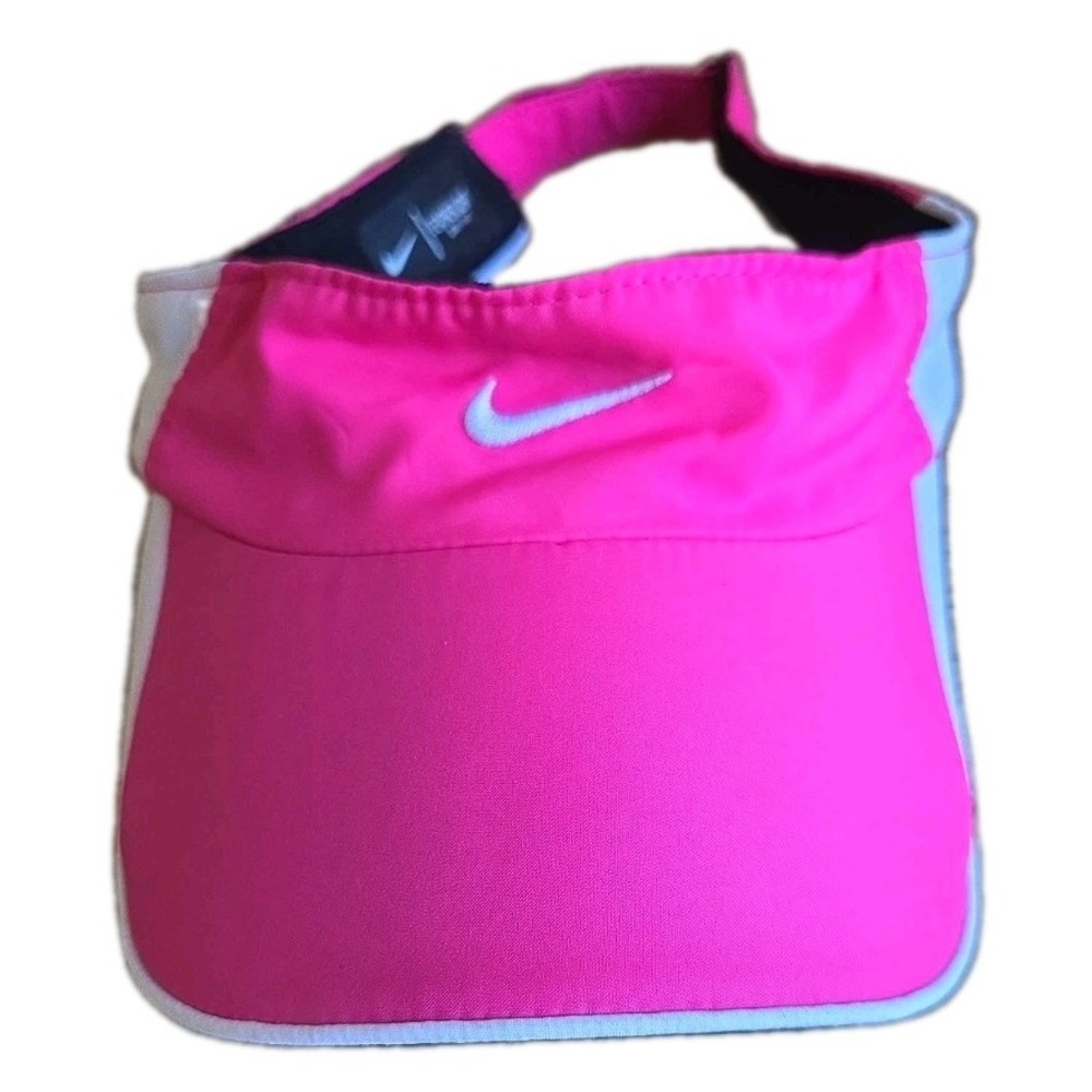 Women Nike Visor Hat Adjustable Hot Pink White Nike Golf Swoosh Logo Vintage